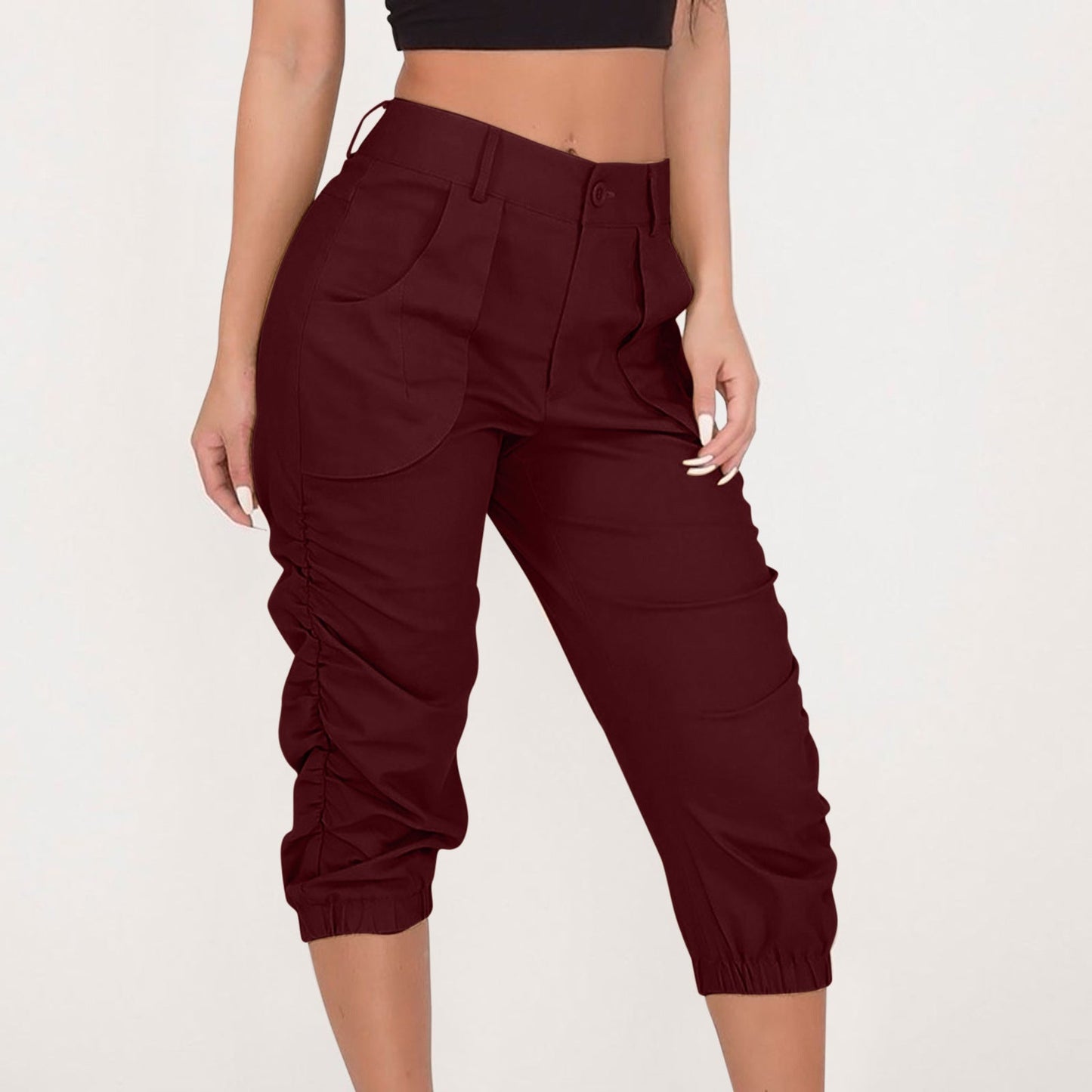 Pantalones harem cortos informales de trabajo para mujer