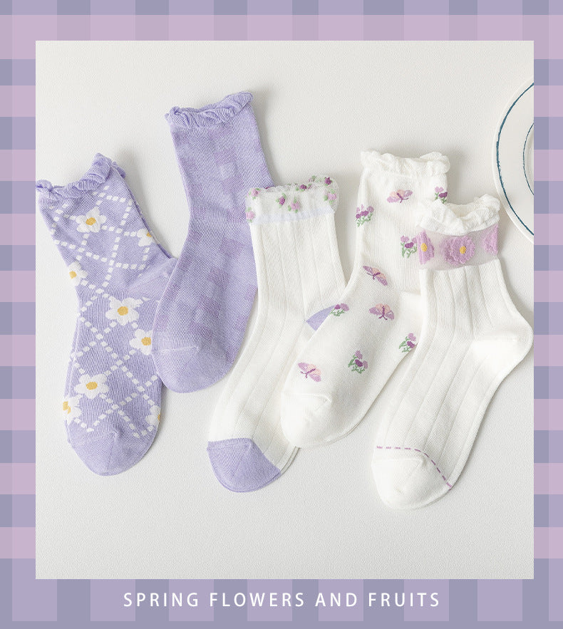 Calcetines florales morados