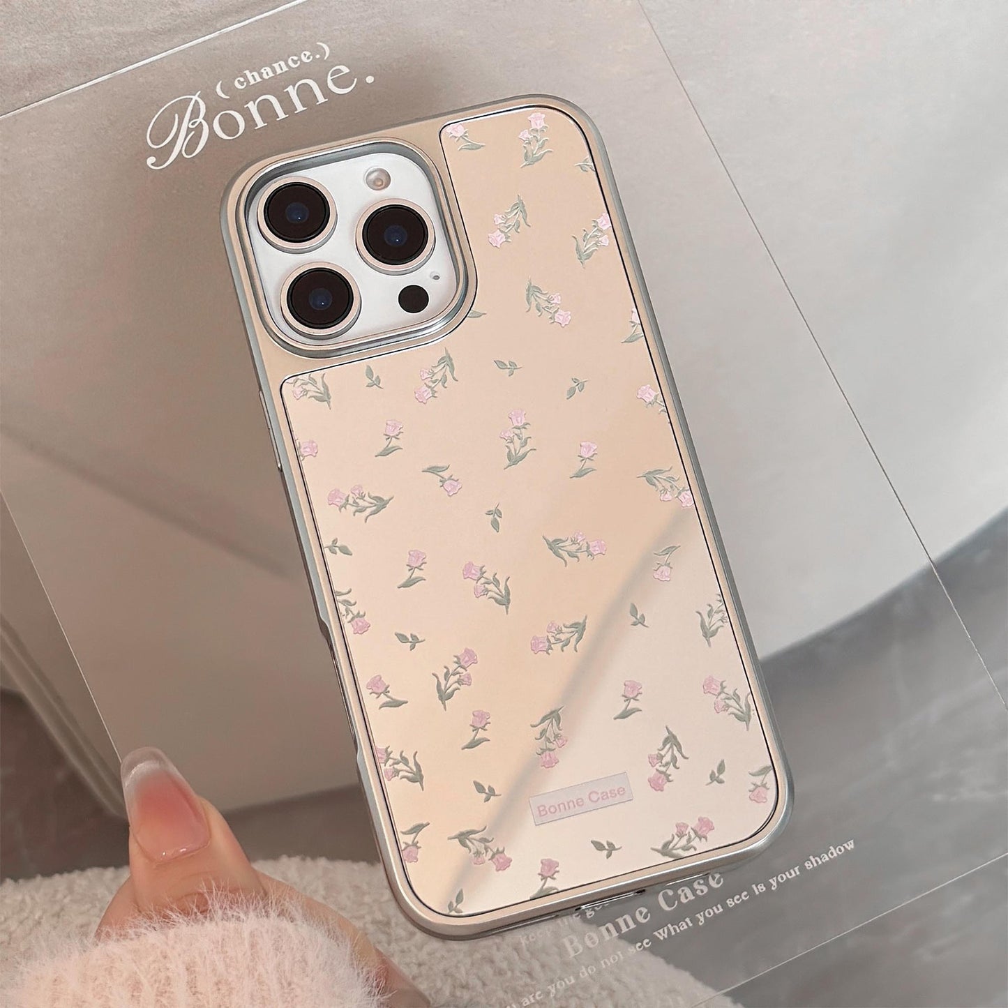 ins pink flower aplica a 16 apple 15pro max funda de móvil iphone17 espejo 13 galvanoplastia 15 suave