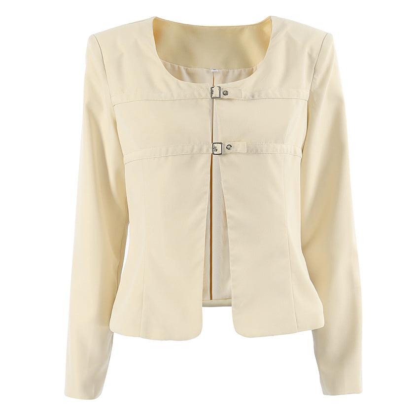 U Collar Niche Casual Apricot Autumn Women Clothing Coat