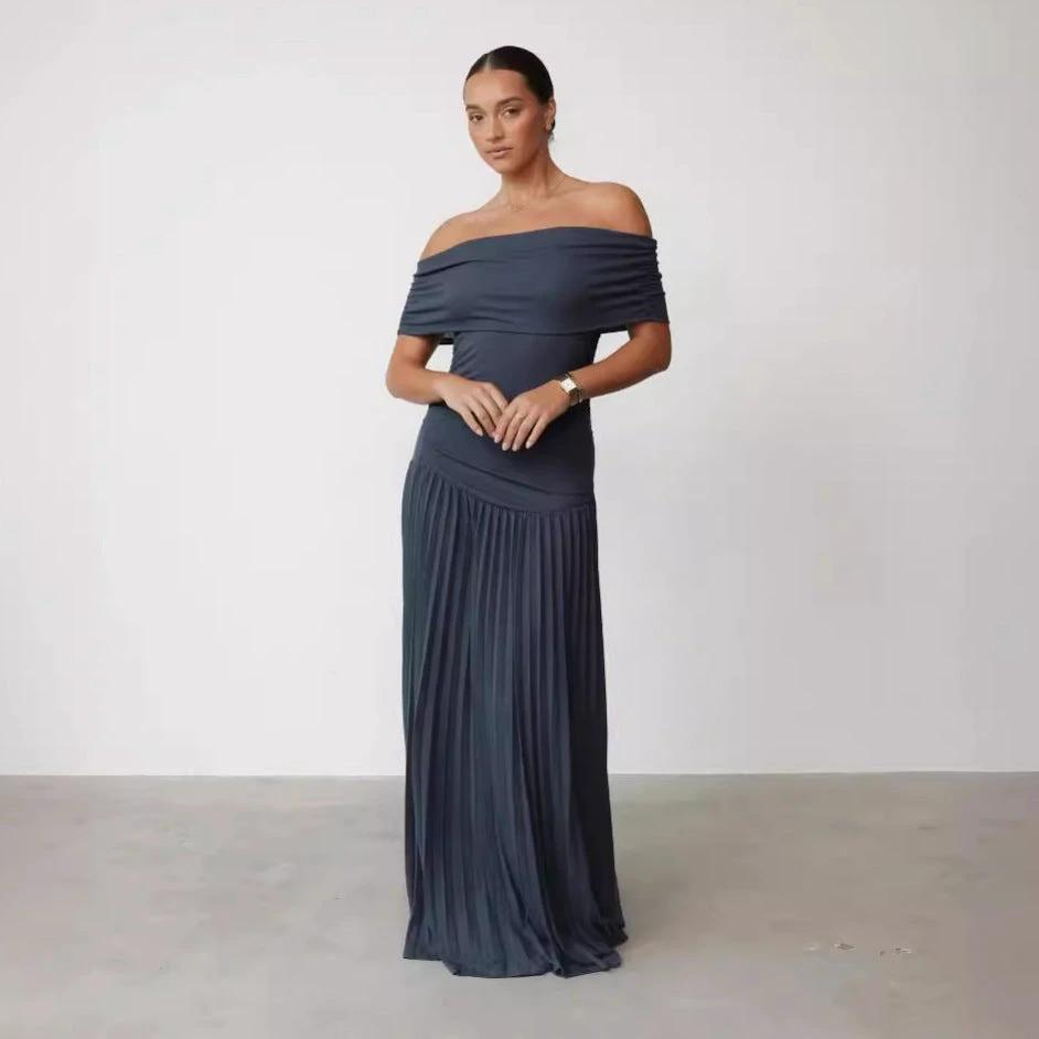 Off-shoulder Pleated New Versatile Dress