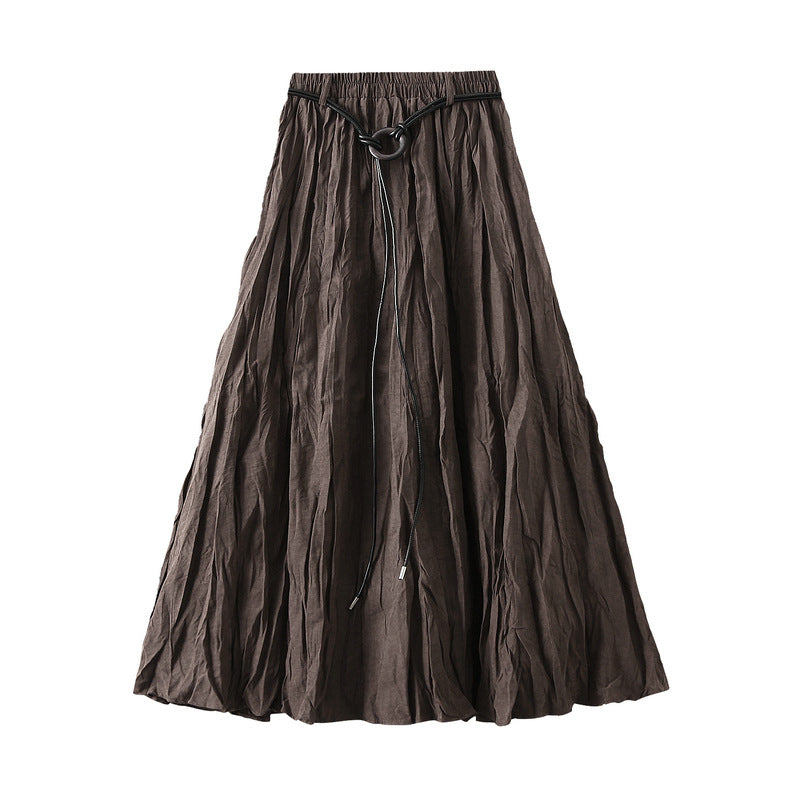 High Waist Skirt Women Autumn Korean Sense of Design Pleated Retro Slimming A line Umbrella Skirt