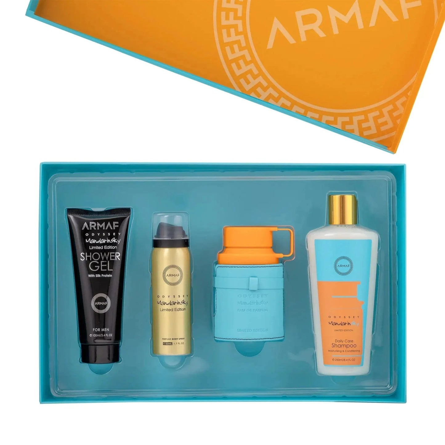 Armaf Odyssey Mandarin Sky 4-Piece Set For Men 3.4oz EDP Spray
