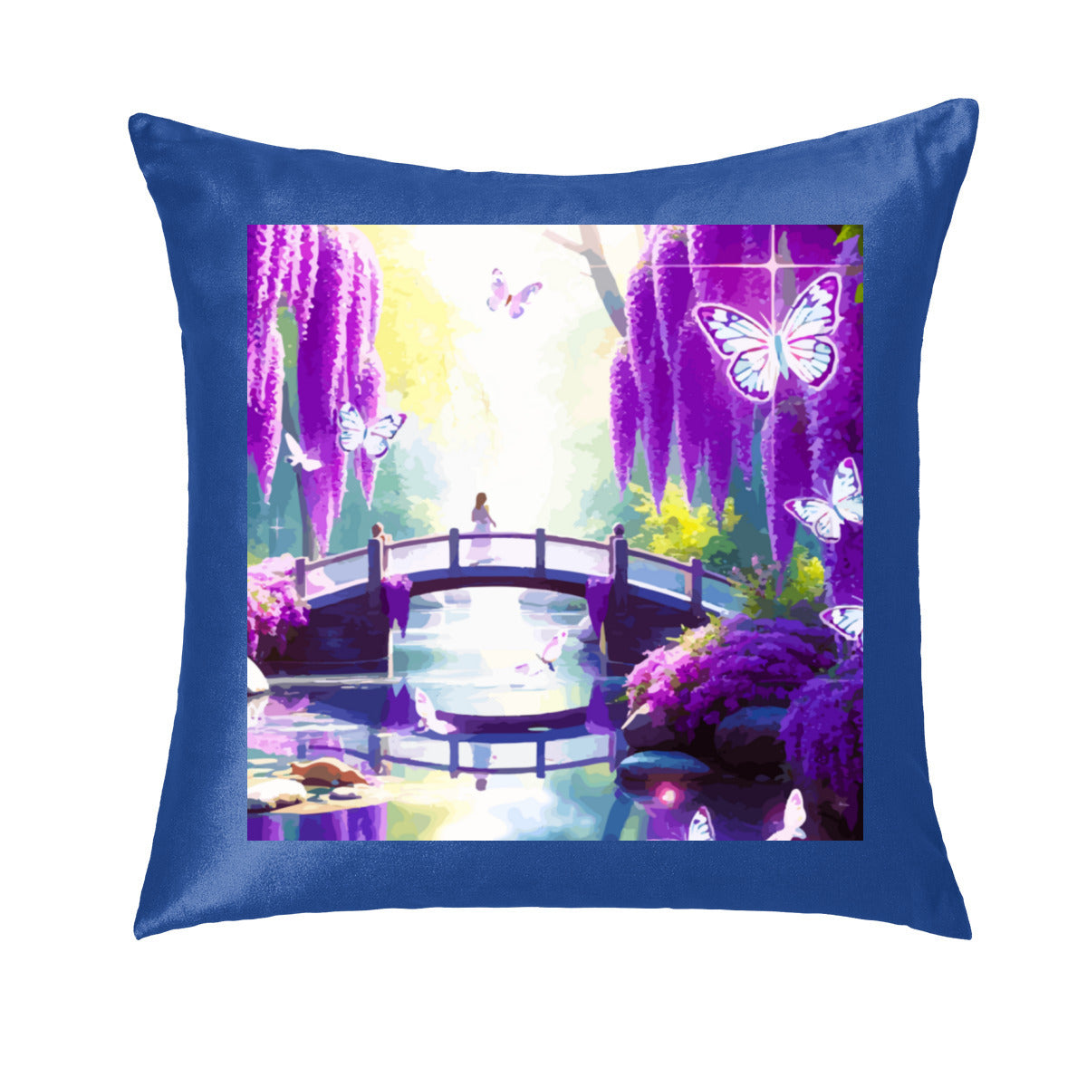 Fantasy Purple Bridge Scene Pillow Cover