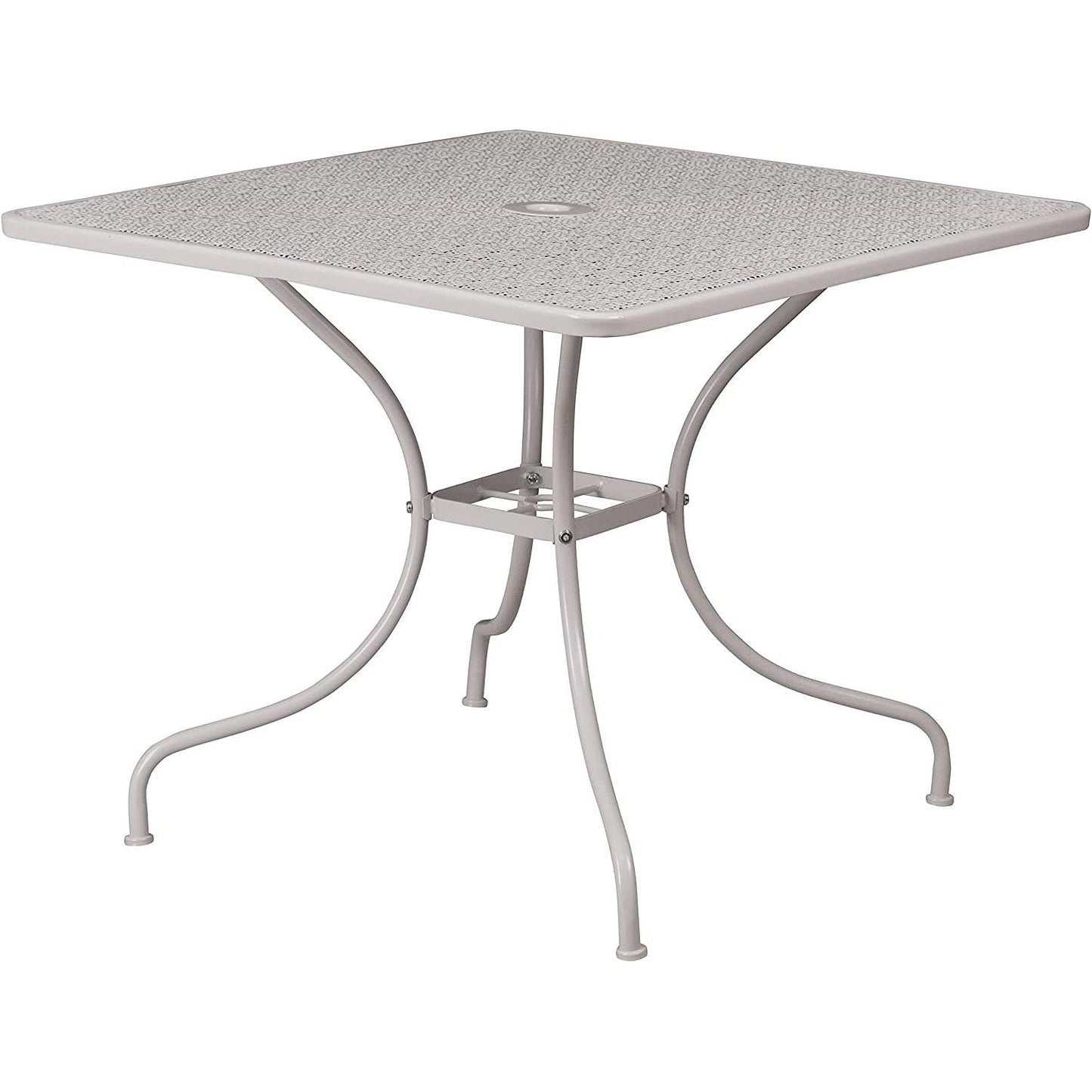 Juego de muebles de patio exterior de metal de acero gris de 3 piezas con 2 sillas y 1 mesa