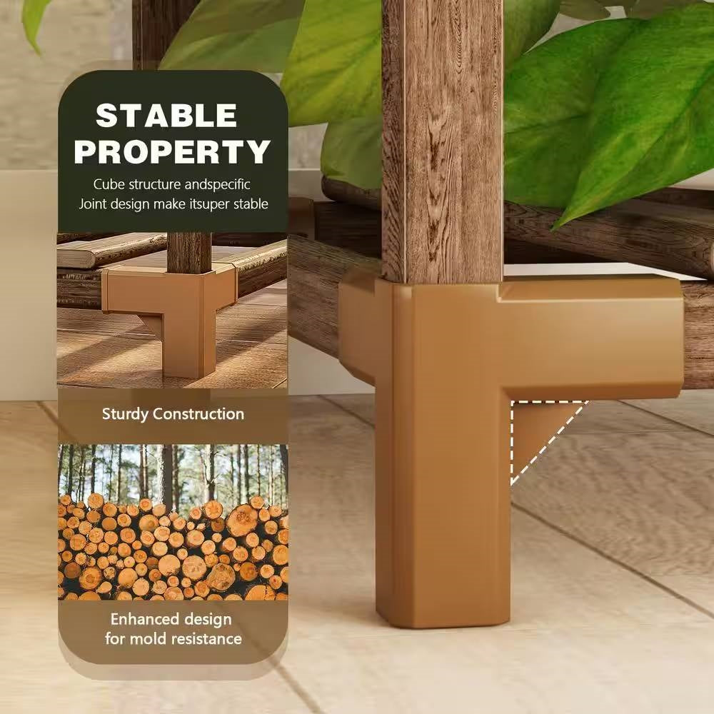 Estantería de madera natural para plantas – Capacidad para hasta 9 macetas