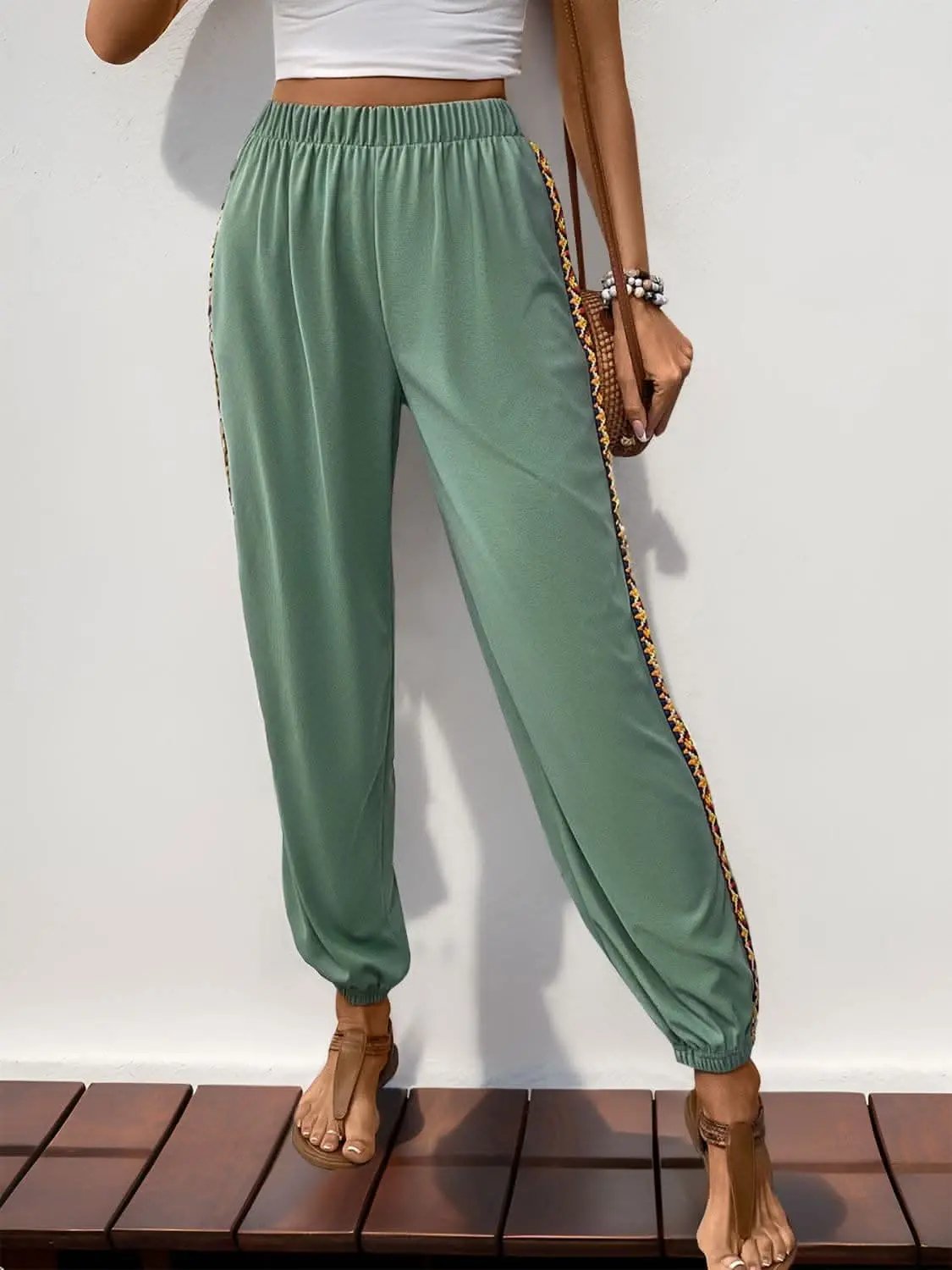 Pants Trendsi Patchwork joggers with woven detail