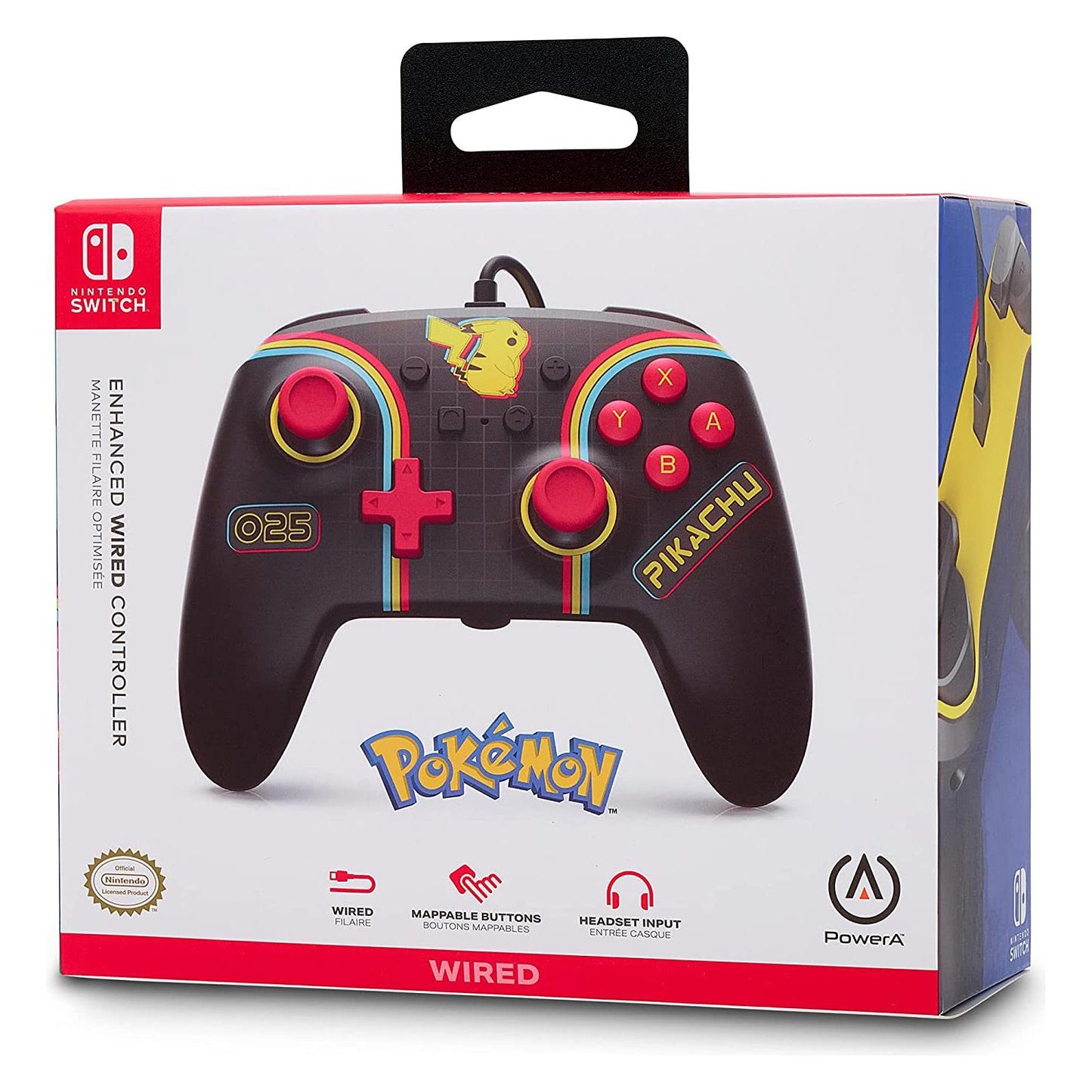 Mando con cable mejorado PowerA para Nintendo Switch - Pokémon: Pikachu Arcade