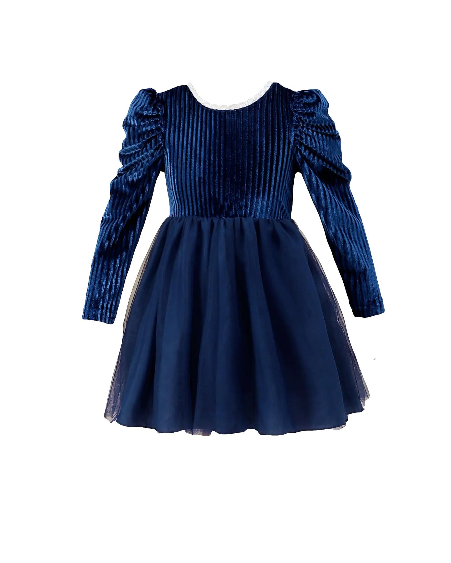 Toddler Baby Girl Dress Backless Tutu Fall Dresses-Blue Velvet Long Sleeve Dress-Cute Flower Girls Party Princess Tulle Dresses-Girls-Winter Dress - 2-3T - # GIAA211710017