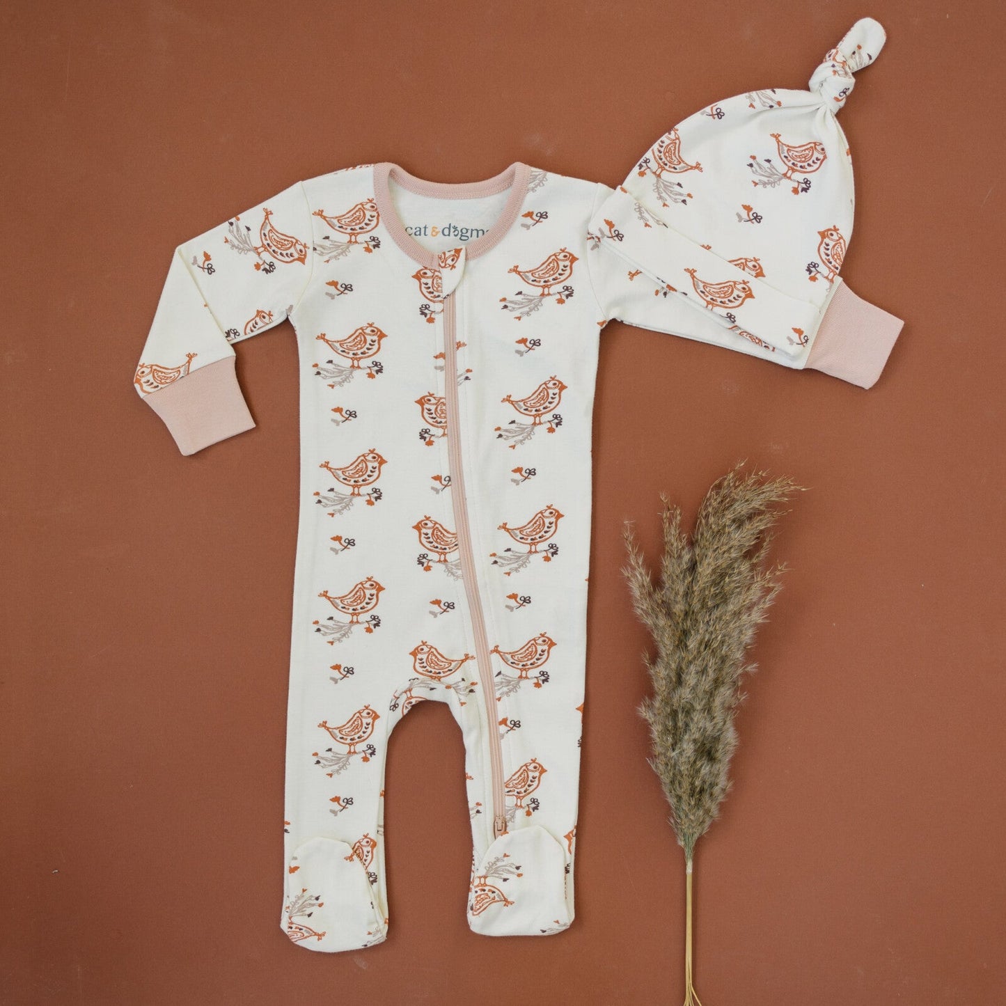Pijama con Pies Zippy de Algodón Orgánico Certificado GOTS - Codorniz Celadón