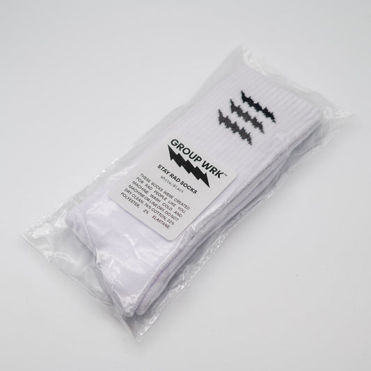 Stay Rad Crew Sock - White