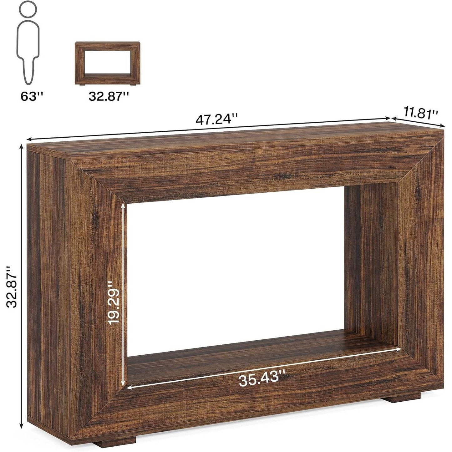 Mesa Consola de Entrada de 47 Pulgadas de Estilo Moderno Rústico en Acabado de Madera Marrón Rústica