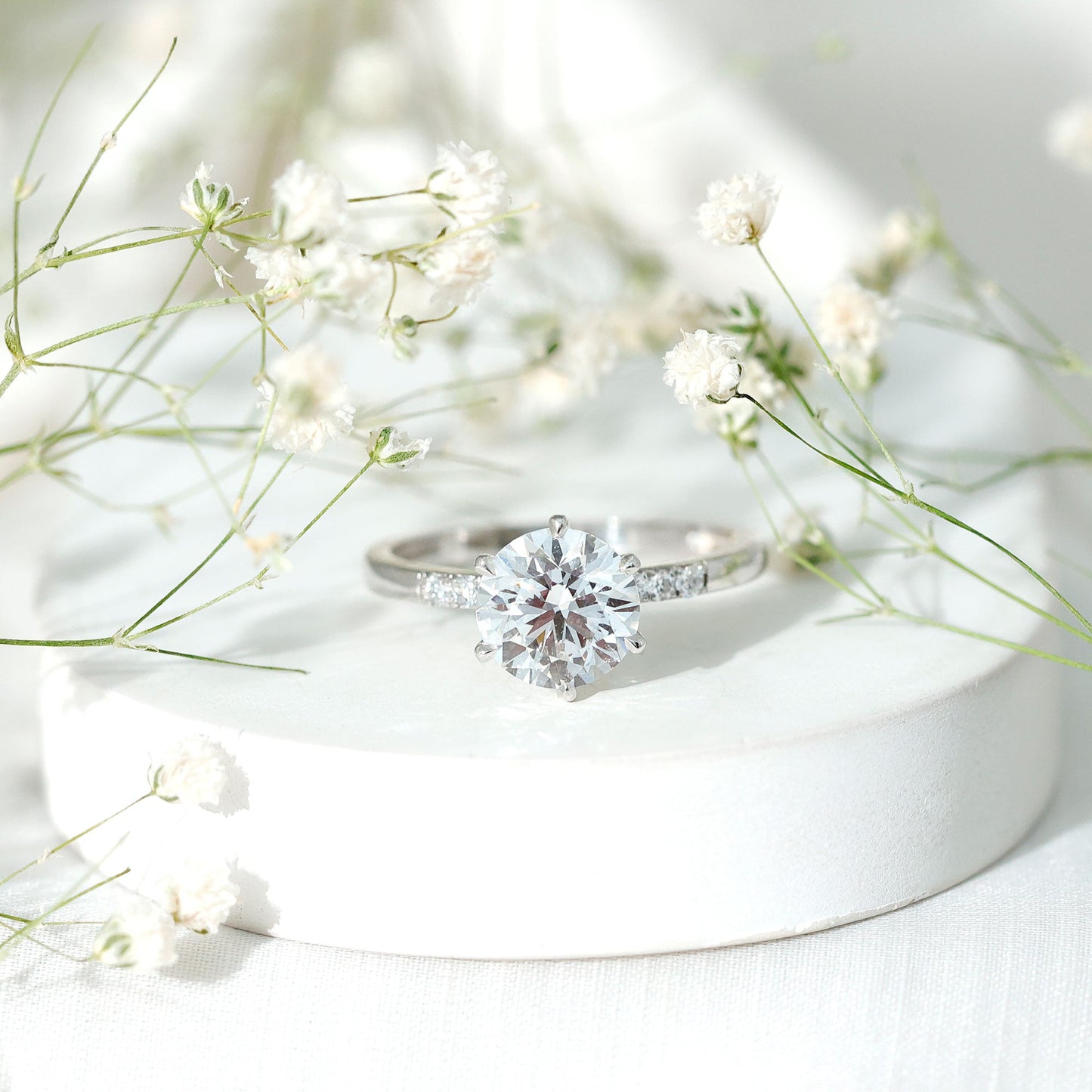 Round Cut 9 MM Lab Grown Diamond Solitaire Engagement Ring