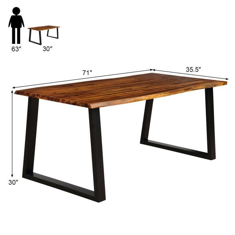Mesa de comedor moderna para patio o cocina con estructura metálica y tablero de madera para interiores o exteriores