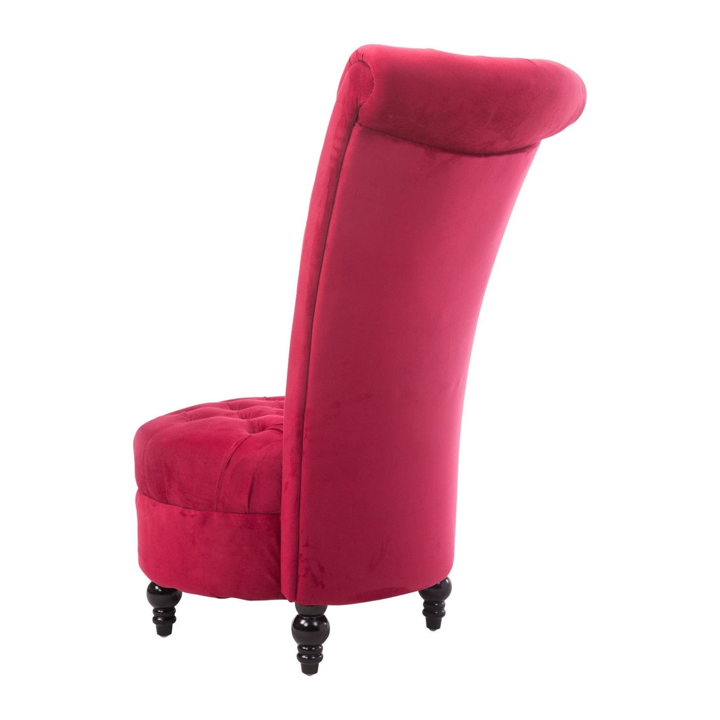 Sillón Acento de Terciopelo Suave con Respaldo Alto Tapizado y Penacho Rojo de Perfil Bajo
