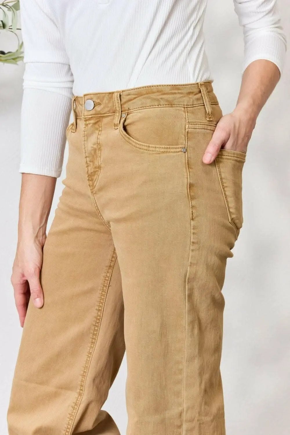 Women's Jeans Jeans - High-Waisted Wide Leg Fringe - Casual Flattering Fit