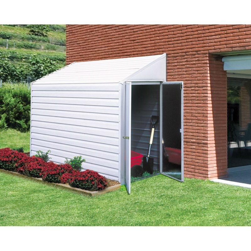 Caseta de almacenamiento exterior de acero de 7 x 4 pies con techo inclinado