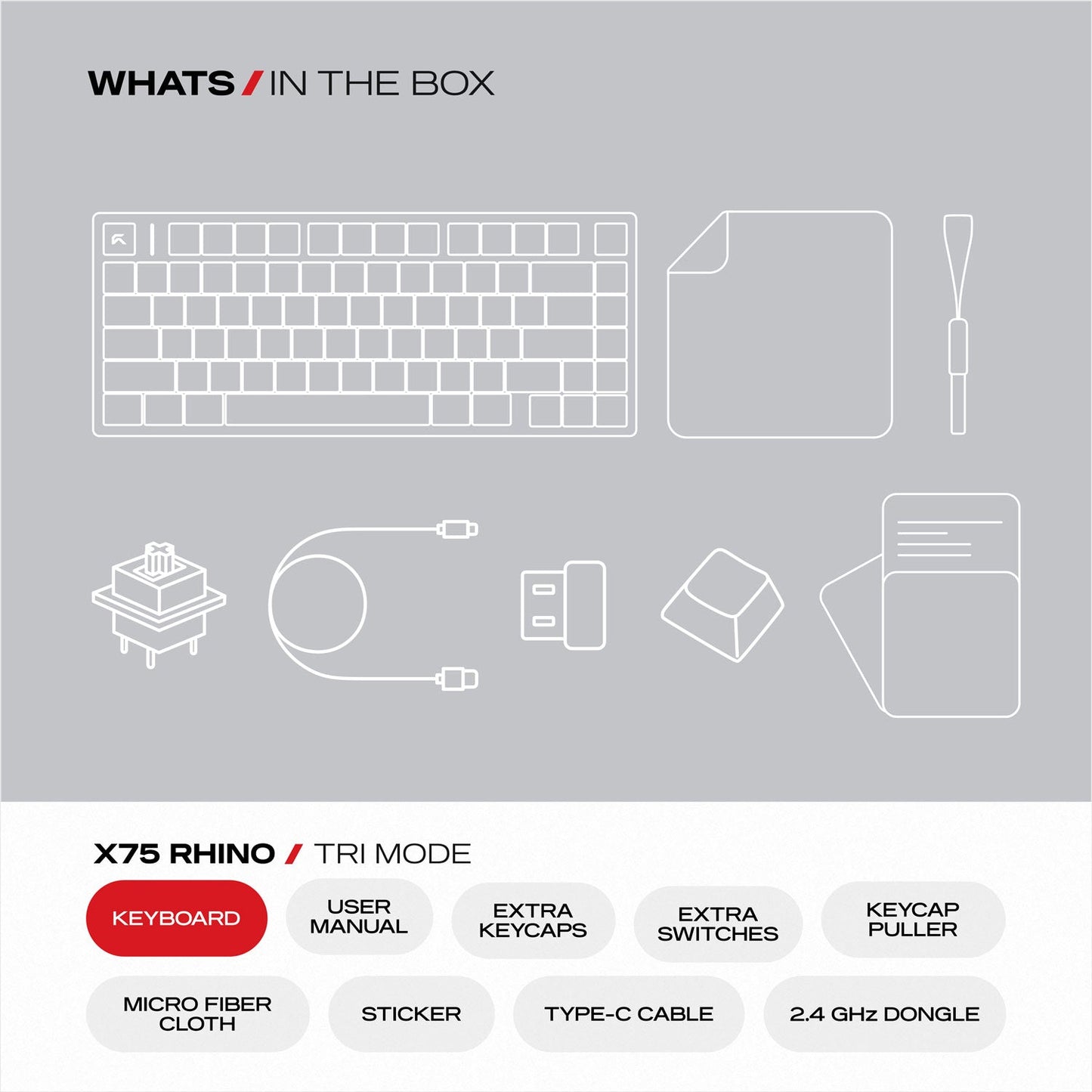 X75 Rhino | TKL CNC Aluminium Tri-Mode Gaming Keyboard