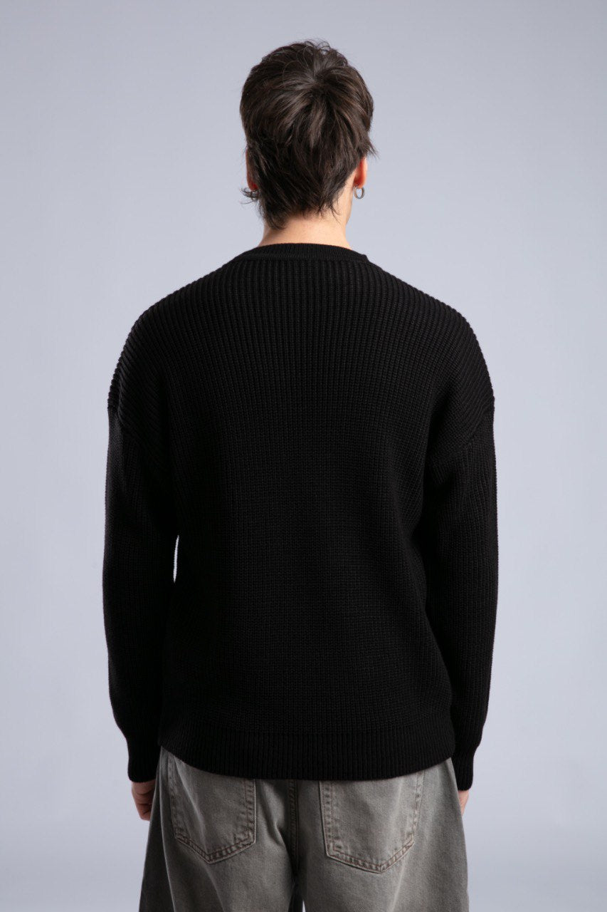 Suéter de punto acanalado con cuello redondo – Jersey oversize unisex