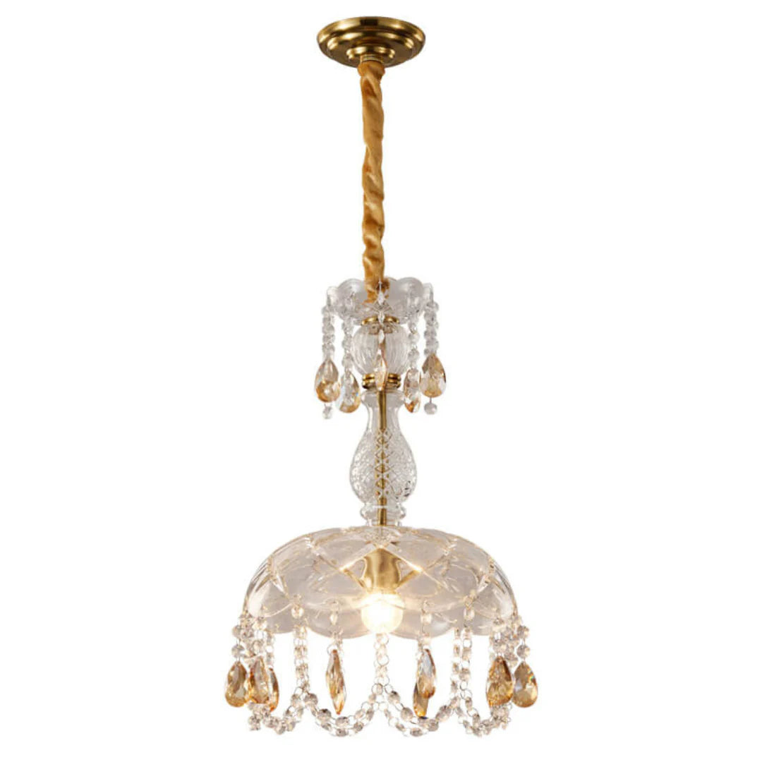 Lámpara colgante Rondelle de cristal en forma de flor