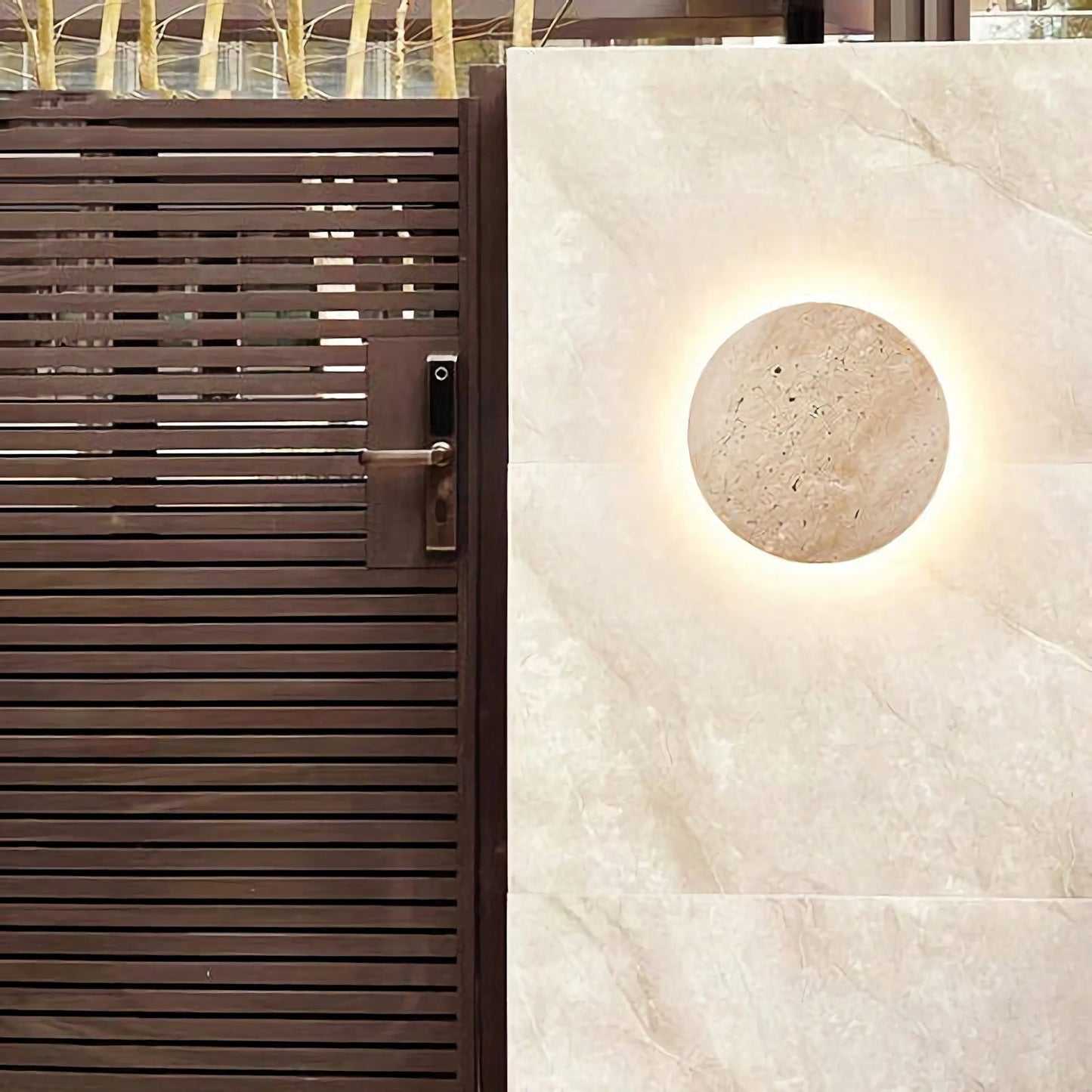 Yellow Travertine Round Wall Lamp