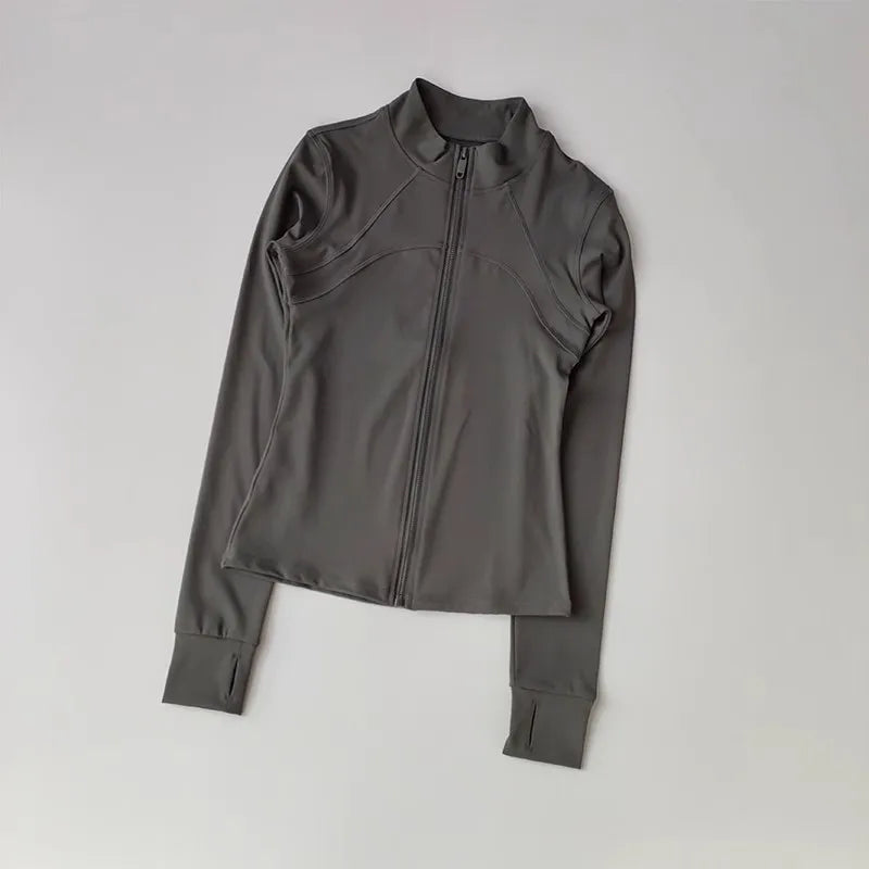 Women's High-End Yoga Fitness Suit Standing Collar Long-Sleeved Sports Jacket for Active Wear And Exercise