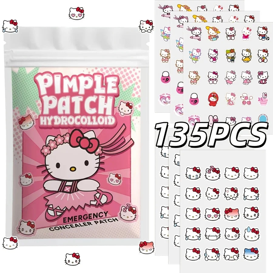 45/135PCS Sanrio Hello Kitty Cartoon Pimples Defect Patch - Invisible Hydrocolloid Acne Patch, Facial Decoration Patch,
