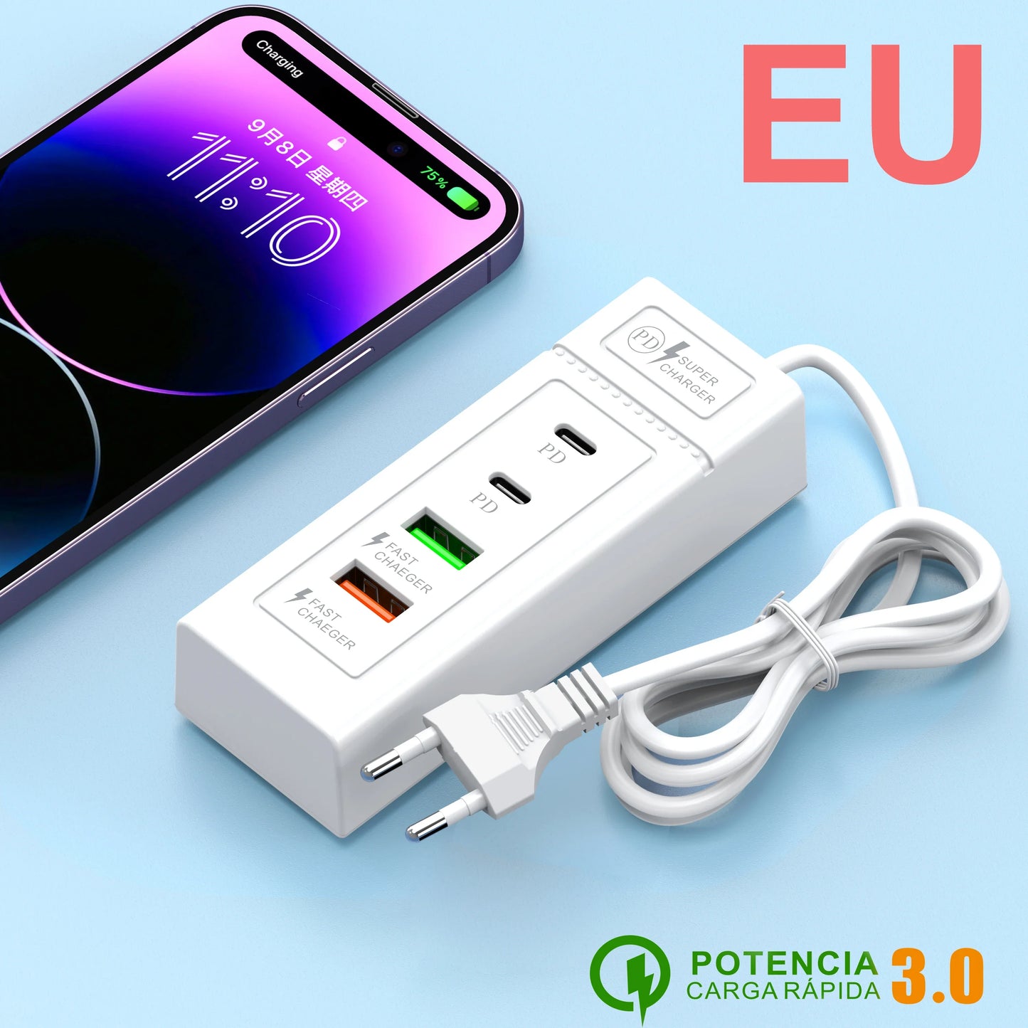 4 Ports USB Type C Charger Mini HUB 3.0 Splitter Fast Charging Wall Charger Phone Adapter For iPhone Xiaomi Samsung Power Socket