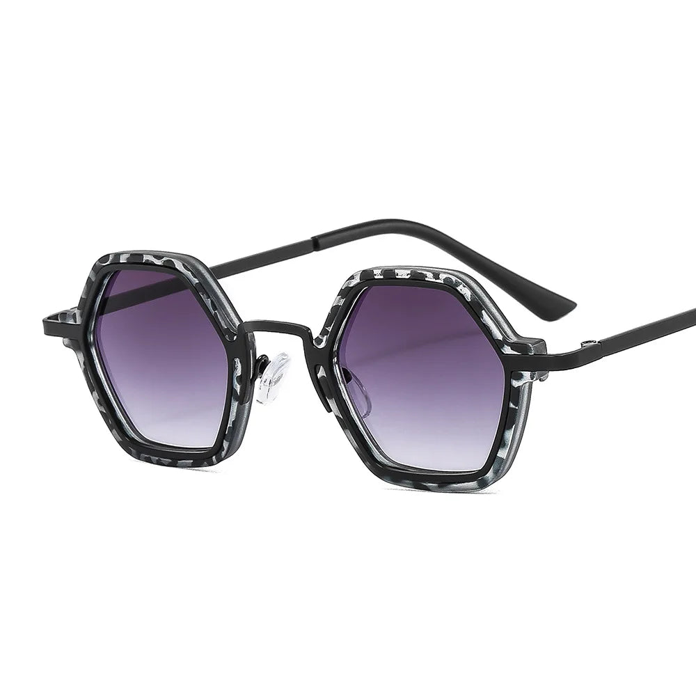 Retro Polygon Square Sunglasses Women Fashion Clear Ocean Lens Eyewear Men Trending Punk Hexagon Sun Glasses Shades UV400 Oculus