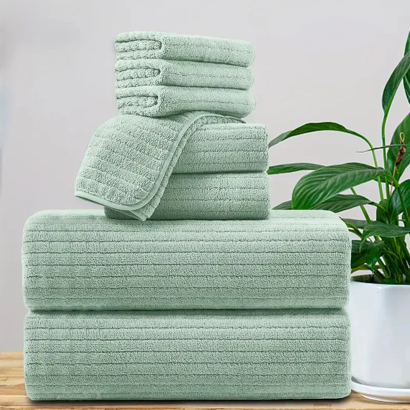 Bath Towel Set 8 Piece Absorbent Quick Dry Towels Daily