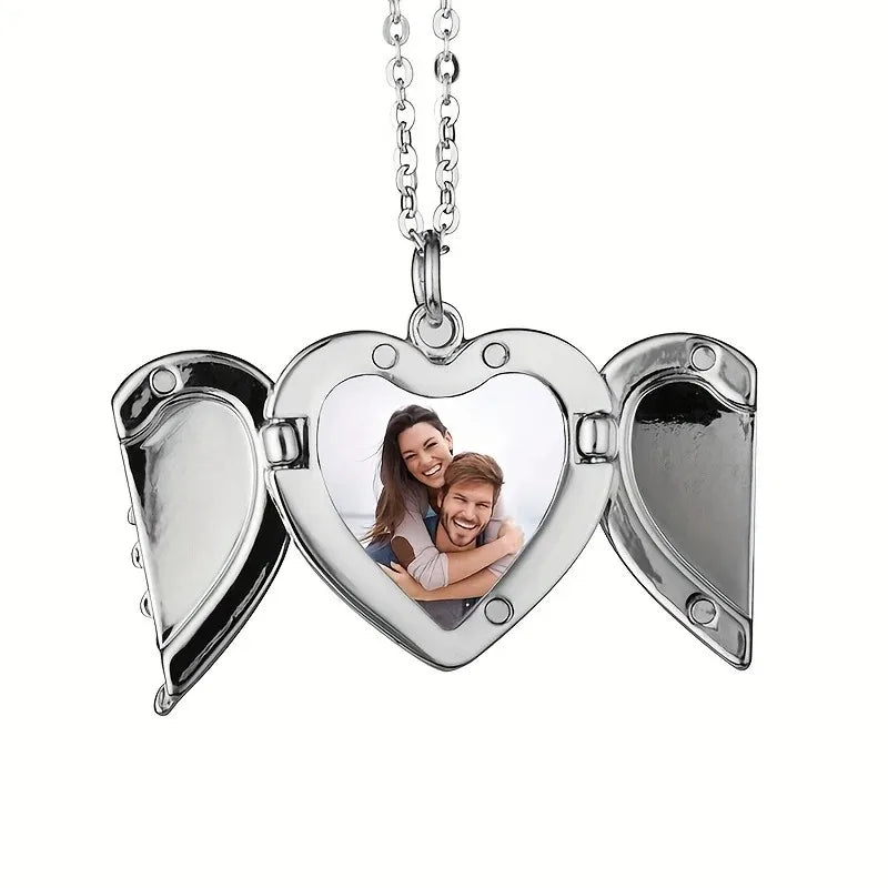 Custom Photo Pendant Necklace | Personalized Angel Wing Gift