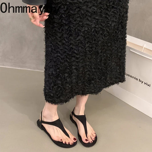 Summer Clip Toe Women Gladiator Sandals Casual Beach Vacation Shoes Ladies Elegant Dress Flats Sandalias