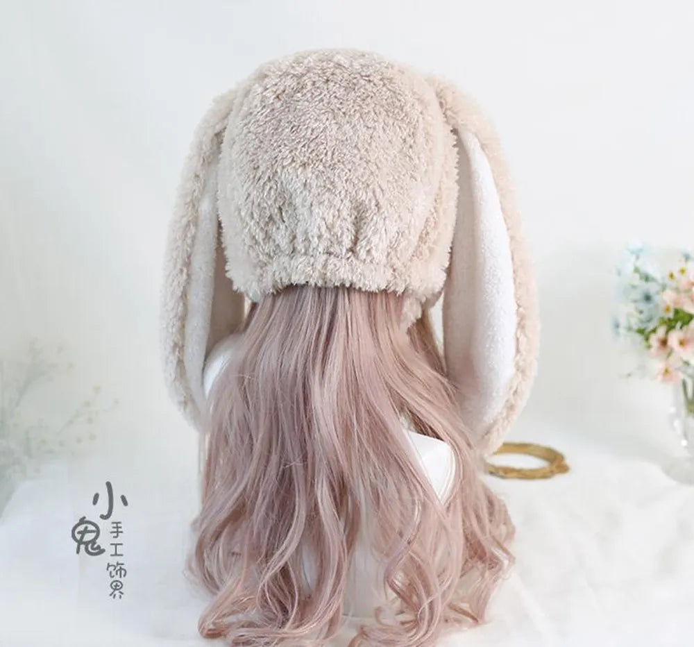 Gorro de invierno con orejas de conejo caídas