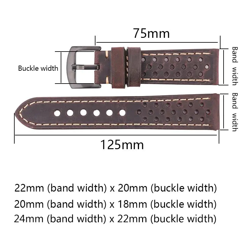 Suunto Race, Vertical & 9 Peak Perforated Leather Rally Band