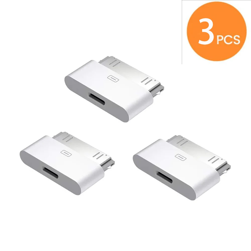 2pc Lighting To 30Pin Adapter 8Pin Male To 30 Pin Female Charging Sync ConverterFor IPhone 4 4S IPad 2 3 IPod Touch ChargerCable