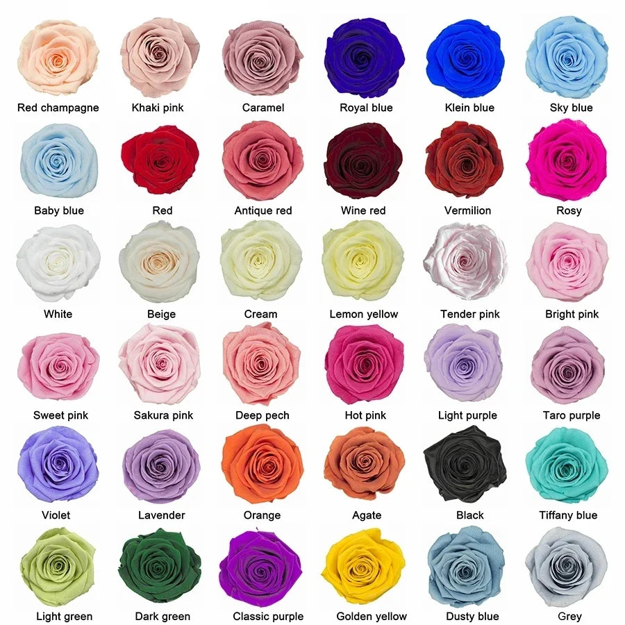 12-13pcs Peserved Roses in Heart Shape Box 100% Natural Long Last Real