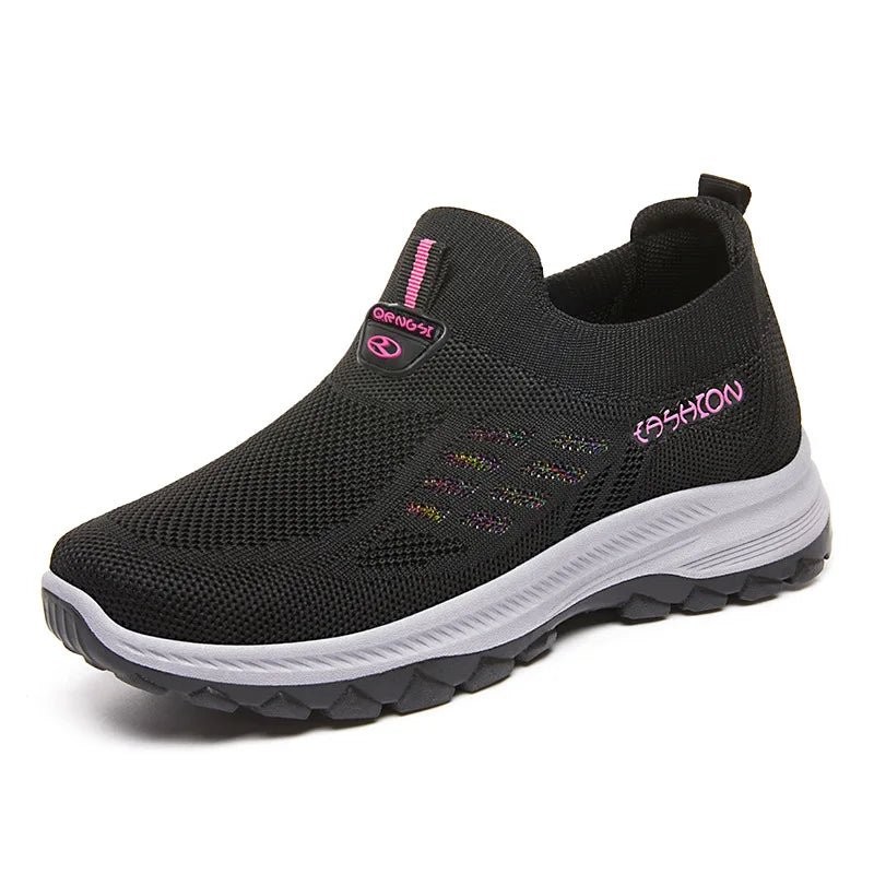 Women Vulcanized Shoes High Quality Breathable Mesh Women Sneakers Soft Slip On Flats Shoes Women Loafers Walking Flat