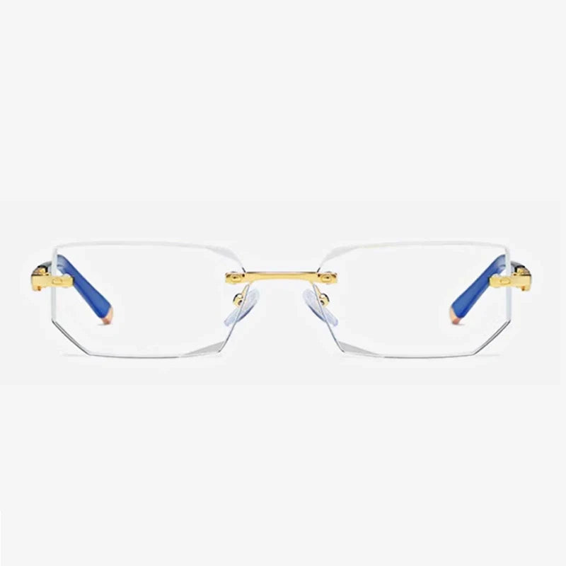 MODFANS Presbyopia Reading Glasses Blue Light Refractive Rimless Blue Light Blocking Glasses Men Correction Transparent Eyewear