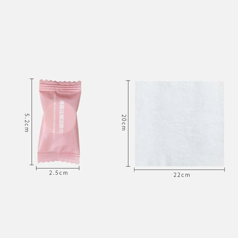 10pcs Disposable Travel Towels Compressed Facial Wipe Compact Tablet Mini Wipes Wipe Square Wipes Tissues Convenient Towels
