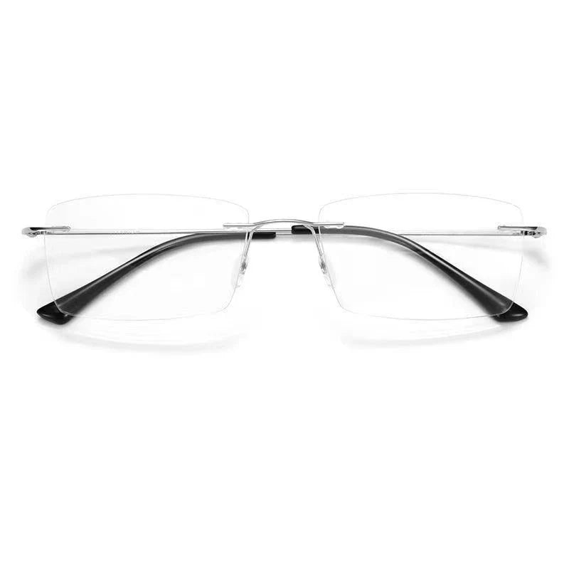 MODFANS Rimless Blue Light Blocking Glasses Men Presbyopia Glasses Reading Blue Light Refractive Correction Transparent Eyewear