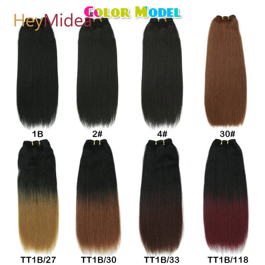 Extensiones de Pelo Liso de 18 Pulgadas, Extensiones de Pelo Sintético Yaki Liso de Salón, Tejido de Pelo Sintético de Lleno a Puntas