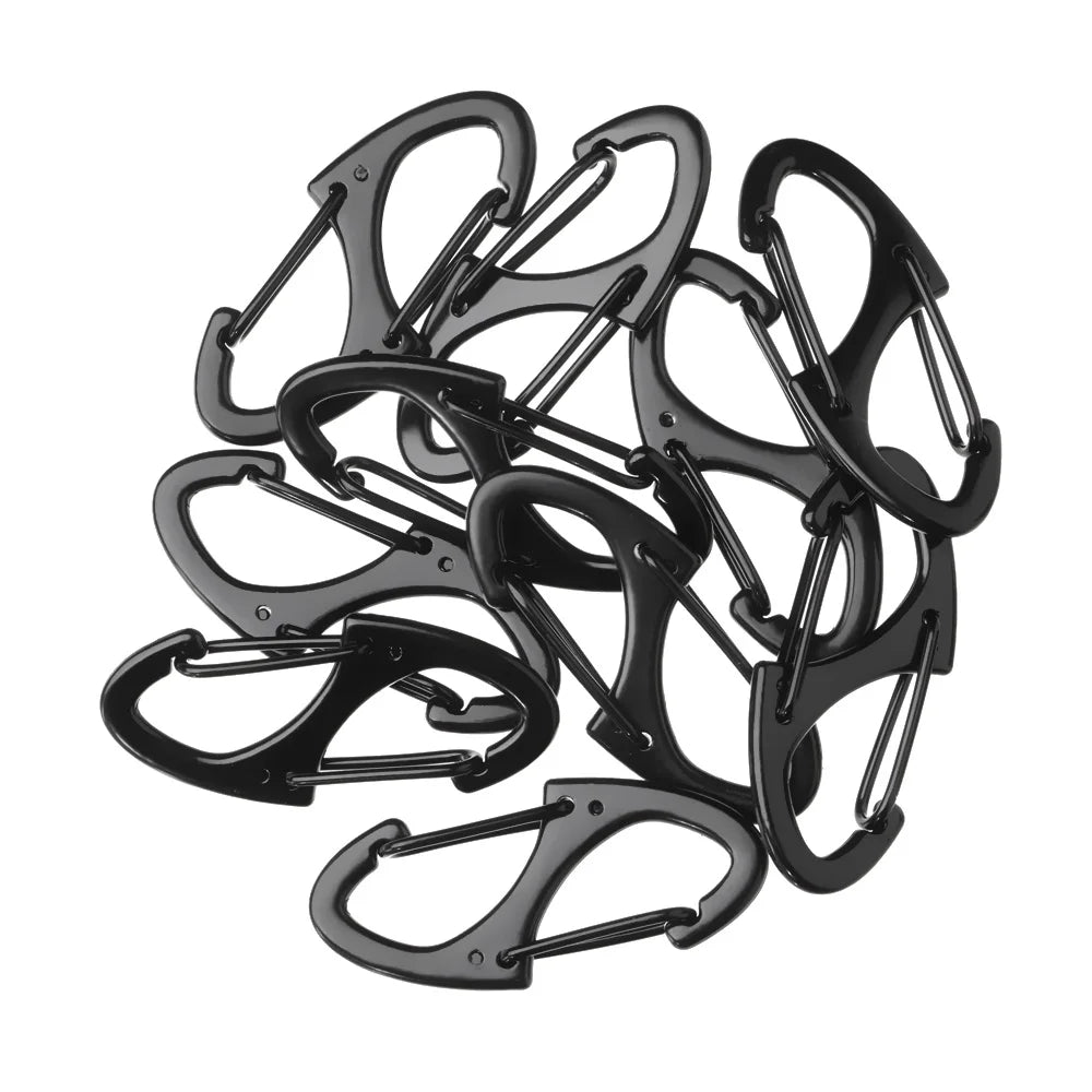 10PCS Stainless Steel Backpack Buckle S Type Handmade Carabiner with Lock Silver Necklace Clasps Jewelry Accessories