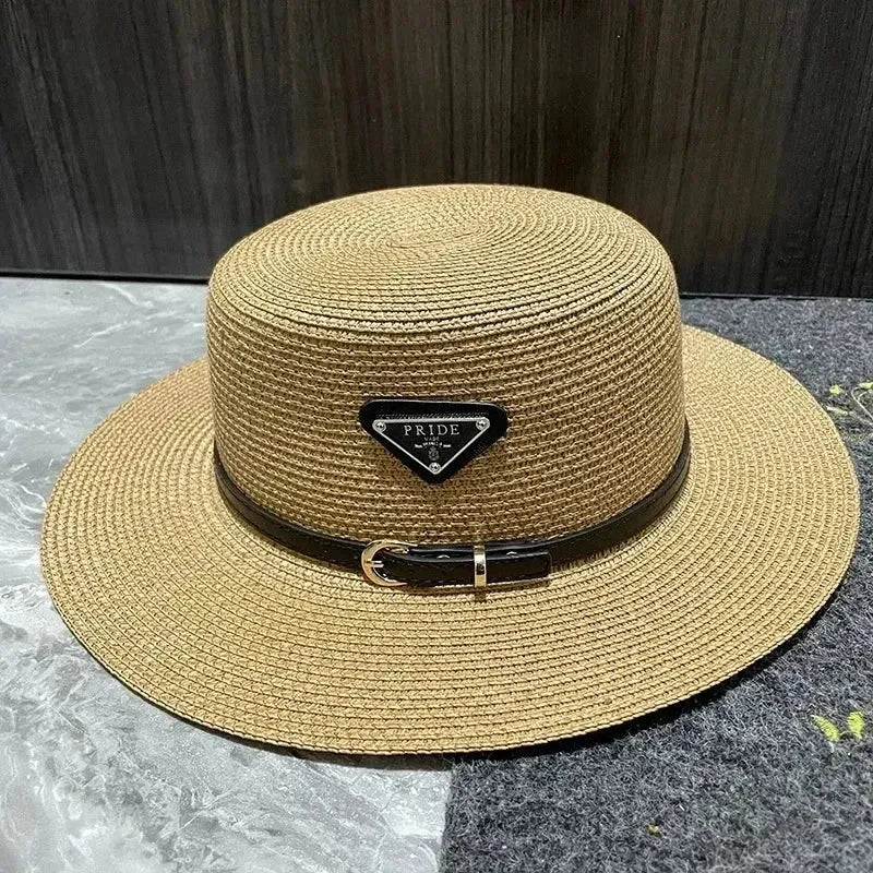 Summer Beach Hat Versatile Top Hats Belt Buckle Sun Protection Hat Korean Style Straw Hat for Women
