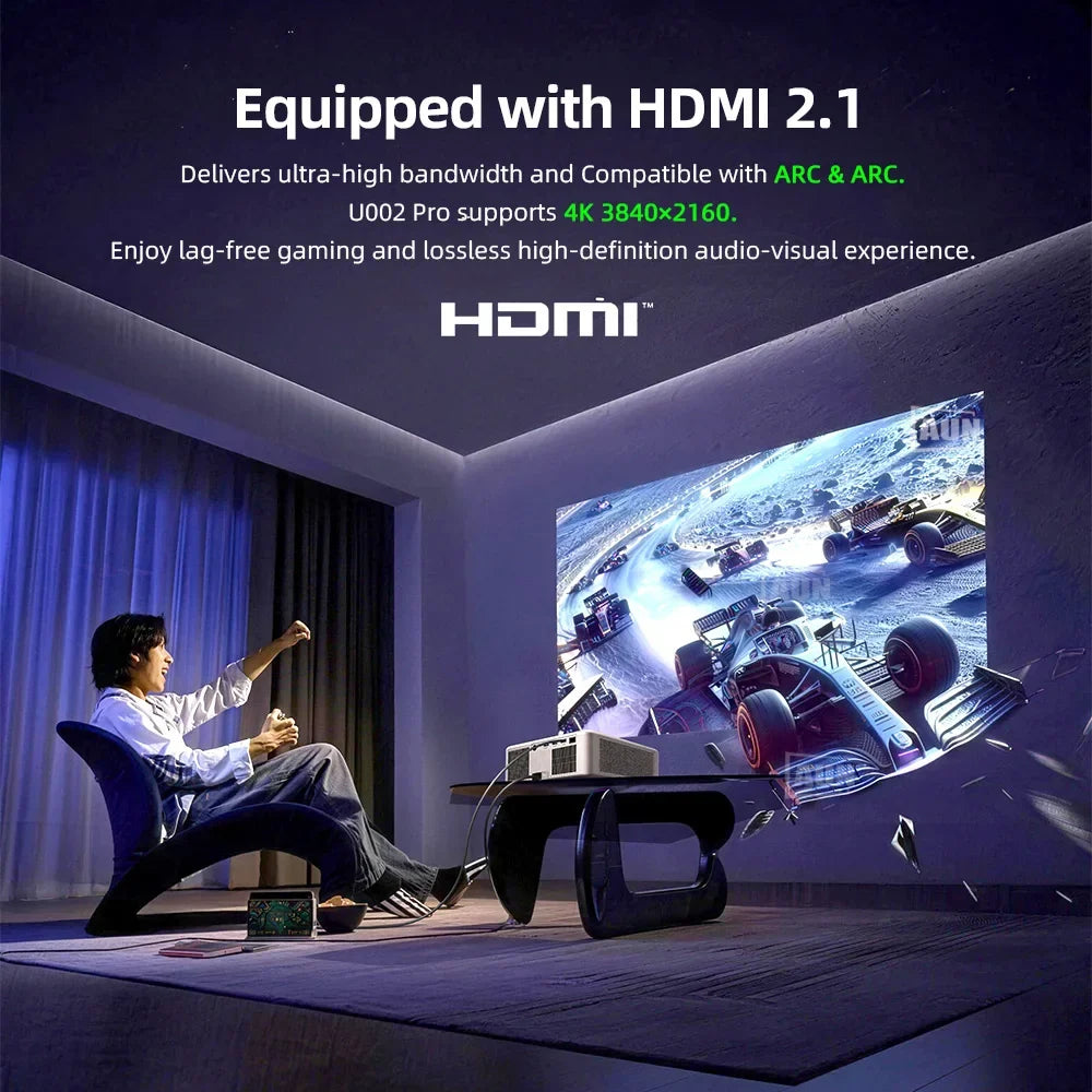 AUN U002 Pro Projector Android 2+32G 300 Inch 4K LED Video Projector 1080P FHD TOF Focus Home Theater Bluetooth Speaker Smart TV