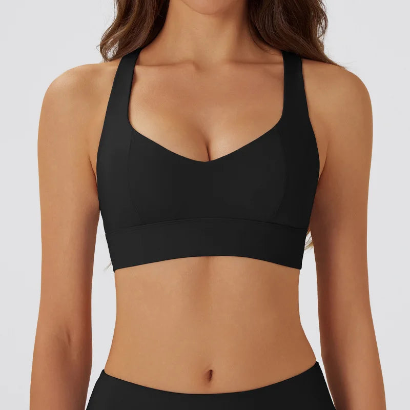 High-Support Push-Up Halter Yoga Bra Top