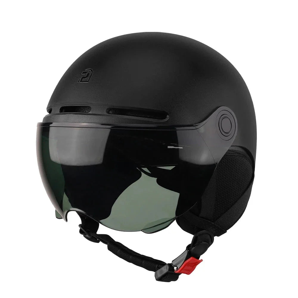 Cycling Helmet with Integrated Goggles and Ear Protection