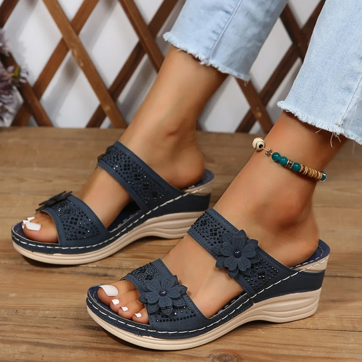 New Fashion Summer Women Wedge Sandals Premium Orthopedic Open Toe Sandals Vintage Anti-slip Leather Casual Female Retro Shoes
