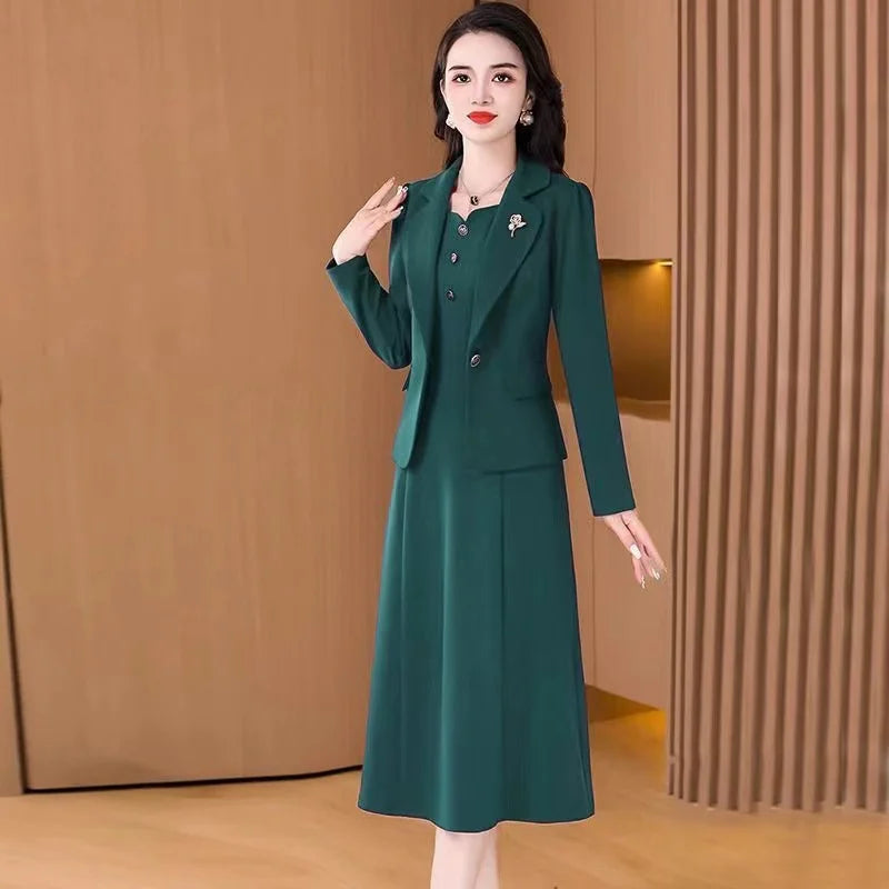 High Waist A-Line Skirt Suit Korean Style Long Sleeve Wedding Dress October Marriage Gown Two-Piece Set Fashionable plus Size