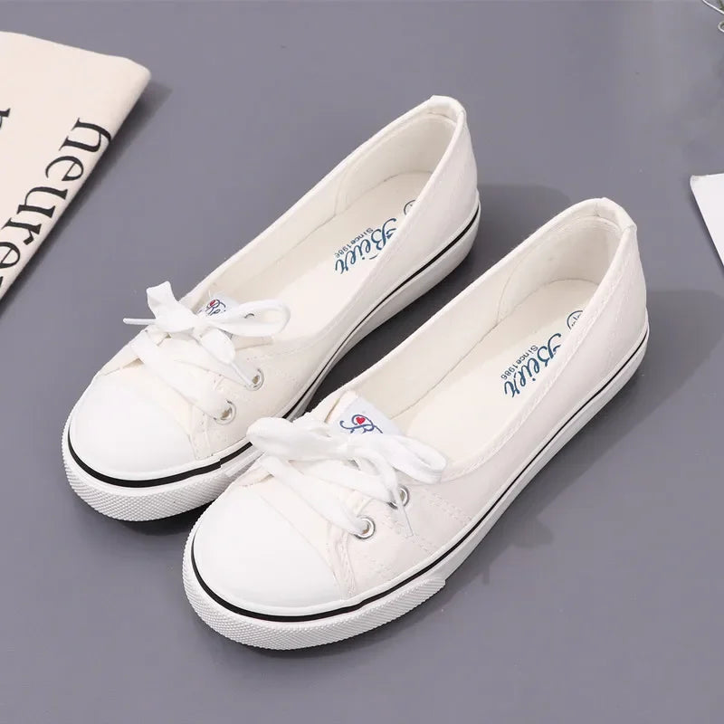 2026 New Women Shoes Fashion Canvas Shallow Casual Shoes for Woman Comfort Lace Flat Bottom Sneaker Designer Shoes Zapatos Mujer