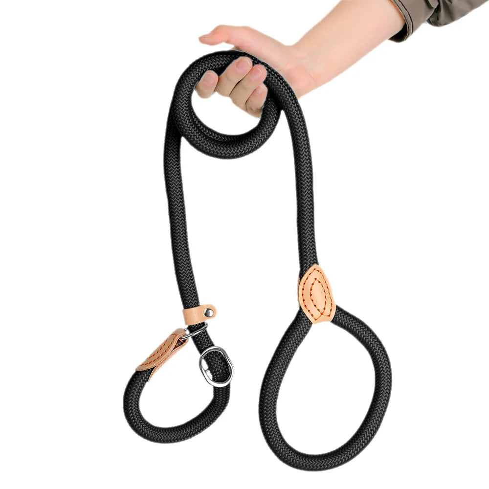 Dog training collar anti riot nylon hand P rope extended thickened unbreakable hand training dog round rope large dog P chain